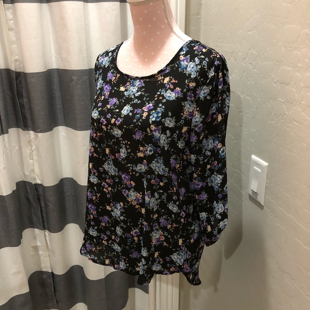 Purple and blue floral high low top